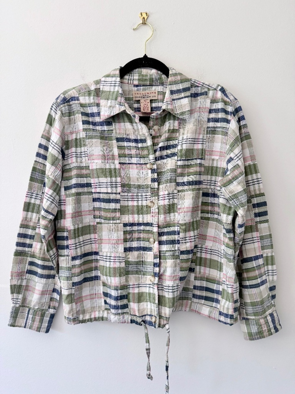 Telluride Clothing Co. Madras Patchwork Lightweight Shacket Plaid Cotton Preppy